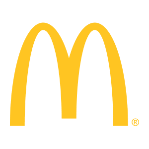Golden arches logo on a green background.